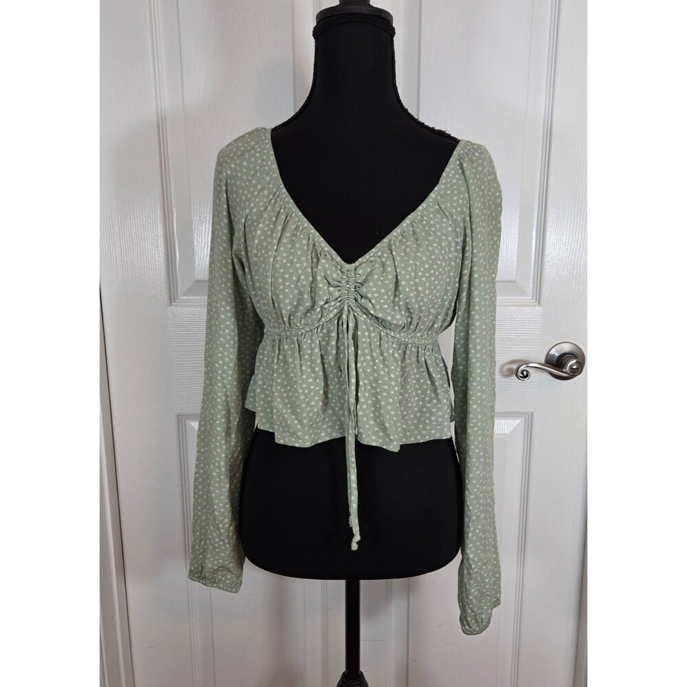 L.A. Hearts Womens XS Green Floral Crop Sexy Babydoll Top Romantic Cottage Y2K